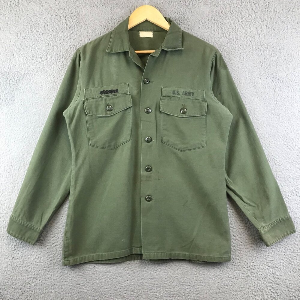 Vintage 1980s US Army OG 507 Button Up Military Shirts size M